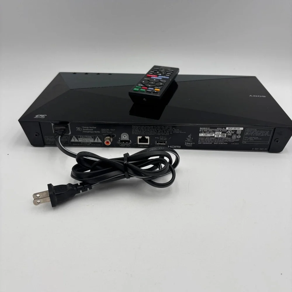 Sony Blu-ray Disc Player BDP-S5100 Black Excellent 3D WiFi Streaming Remote